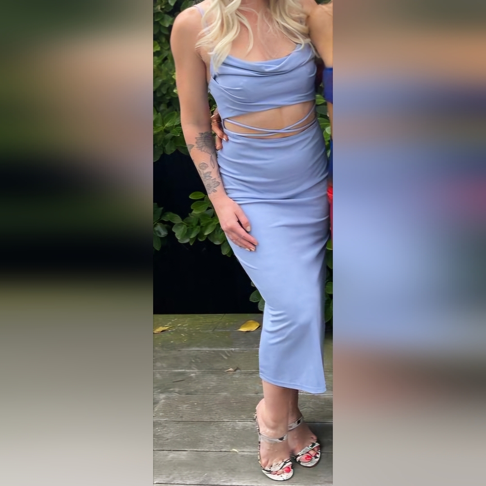 Hello Molly blue cut out dress medium